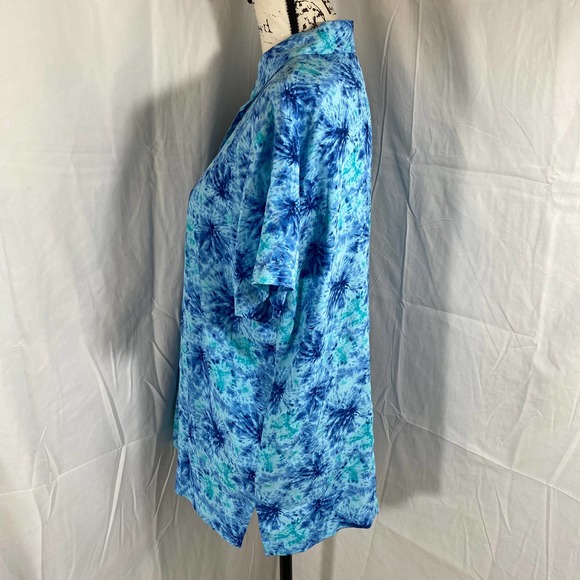 Josephine Chaus Studio Woman's Hi-Neck Short Sleeve Button Down Sz 12 - Picture 3 of 8